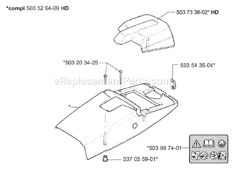 Page N Diagram and Parts List for 395 2003-10 Husqvarna Chainsaw
