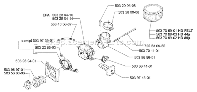 Page B Diagram and Parts List for 395 2003-10 Husqvarna Chainsaw