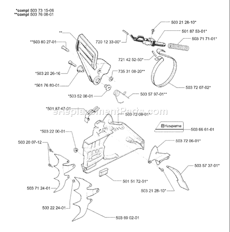 Page D Diagram and Parts List for 395 2003-10 Husqvarna Chainsaw