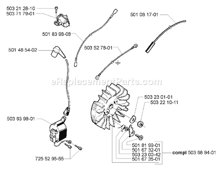 Page J Diagram and Parts List for 395 2005-05 Husqvarna Chainsaw