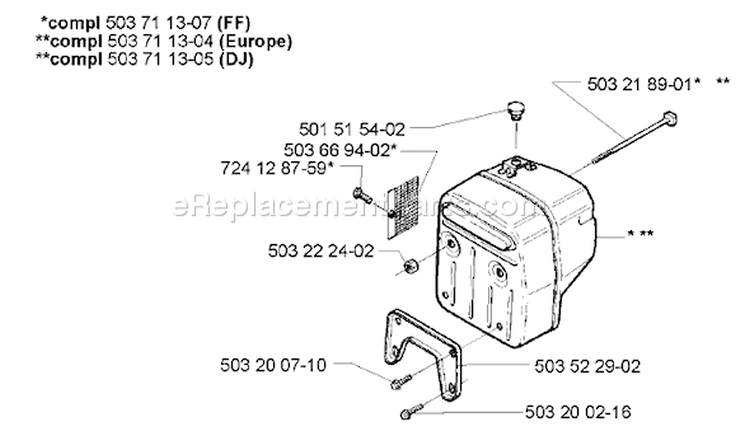 Page K Diagram and Parts List for 395 2005-05 Husqvarna Chainsaw