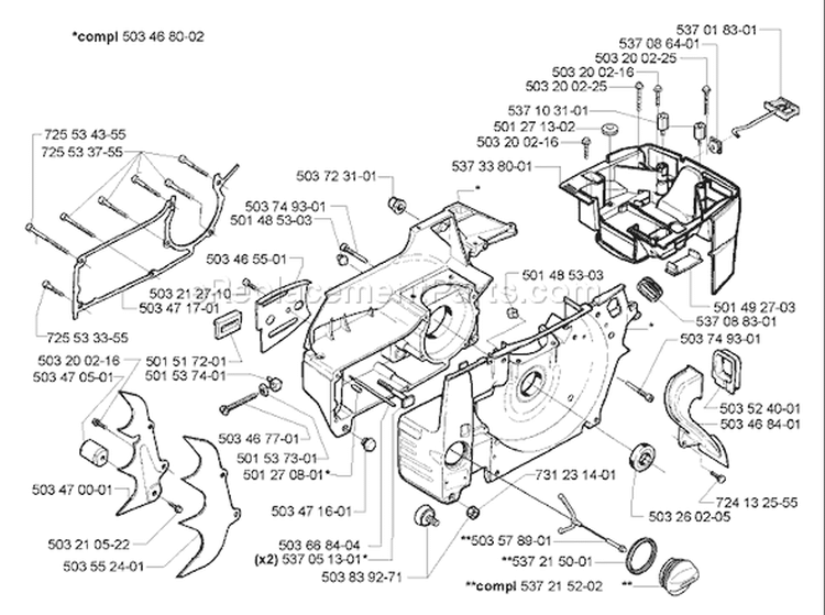 Page F Diagram and Parts List for 395 2005-05 Husqvarna Chainsaw