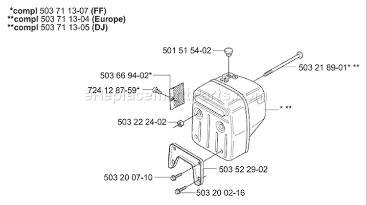 Page J Diagram and Parts List for 395EPA 395 EPA 2007-01 Husqvarna Chainsaw