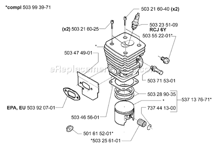 Page K Diagram and Parts List for 395EPA 395 EPA 2007-01 Husqvarna Chainsaw