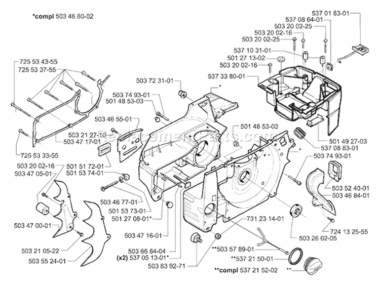 Page F Diagram and Parts List for 395EPA 395 EPA 2007-01 Husqvarna Chainsaw