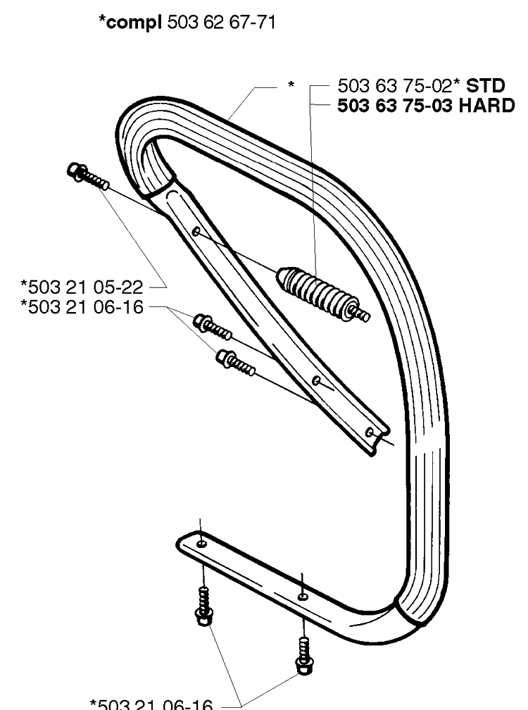 Front Handle Diagram and Parts List for 362EPA 1999-05 Husqvarna Chainsaw