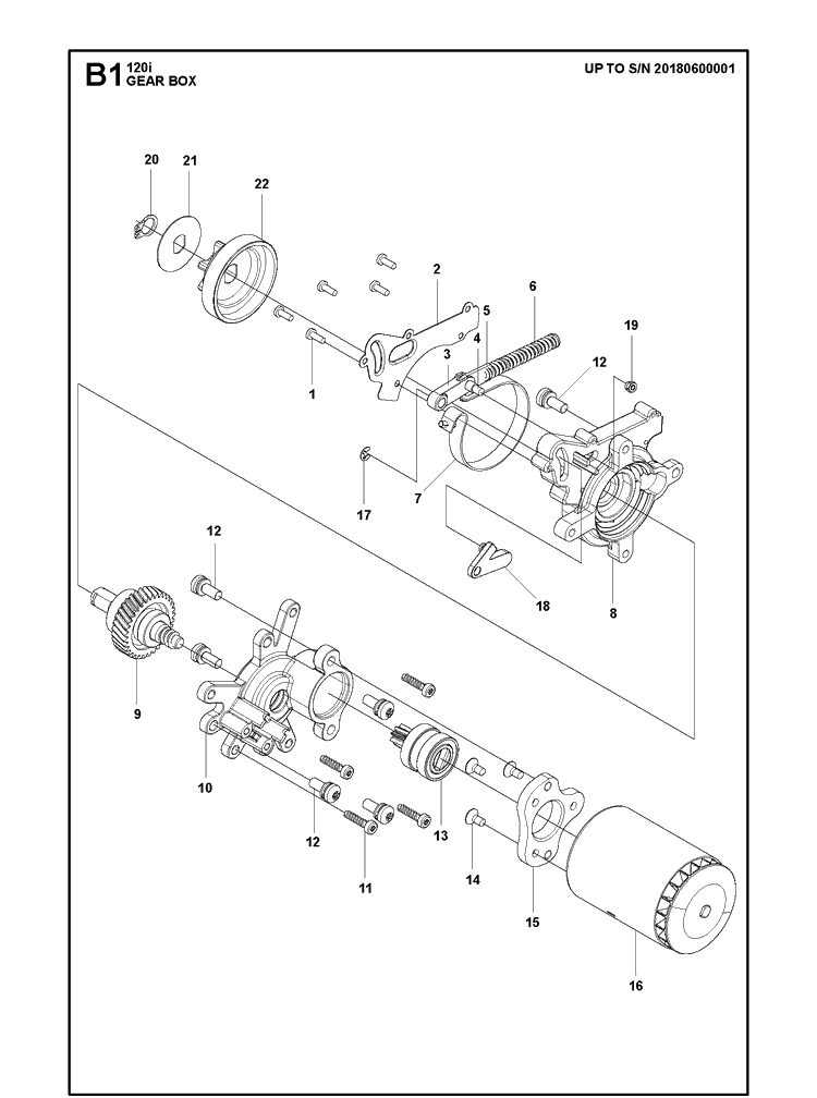 Gear Box 2 Diagram and Parts List for 120I (967098201)(2018-06) Husqvarna Chainsaw