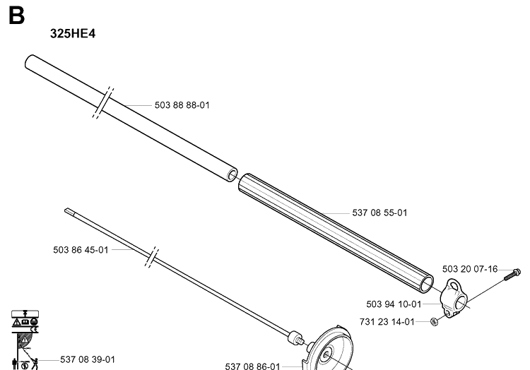 Shaft Diagram and Parts List for 325HE3 (X-SERIES)(20011800001-20040100000) Husqvarna Hedge Trimmer