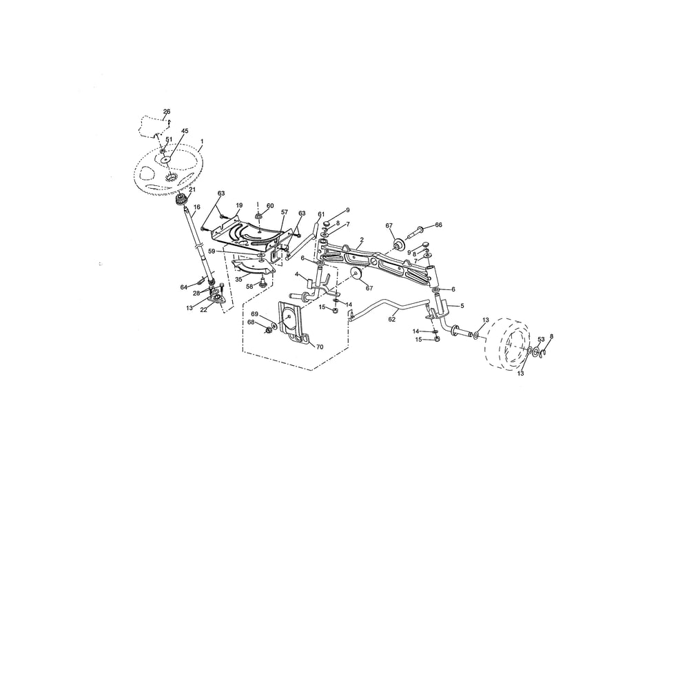 Steering Diagram and Parts List for LGT24K54 240470 Husqvarna Lawn Tractor