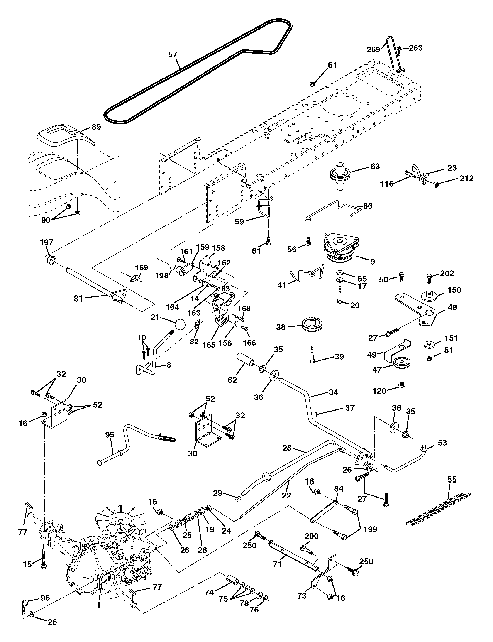 Drive Diagram and Parts List for YTH1848XP (954567260-F)(2002-11) Husqvarna Lawn Tractor