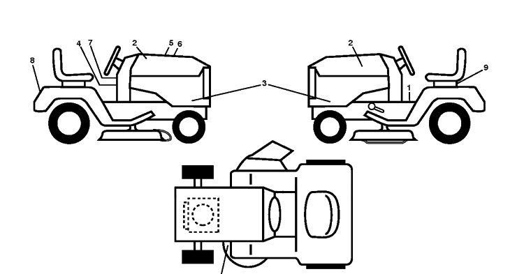 Decals Diagram and Parts List for YTH21K46 (96045002900)(2010 - 11) Husqvarna Lawn Tractor
