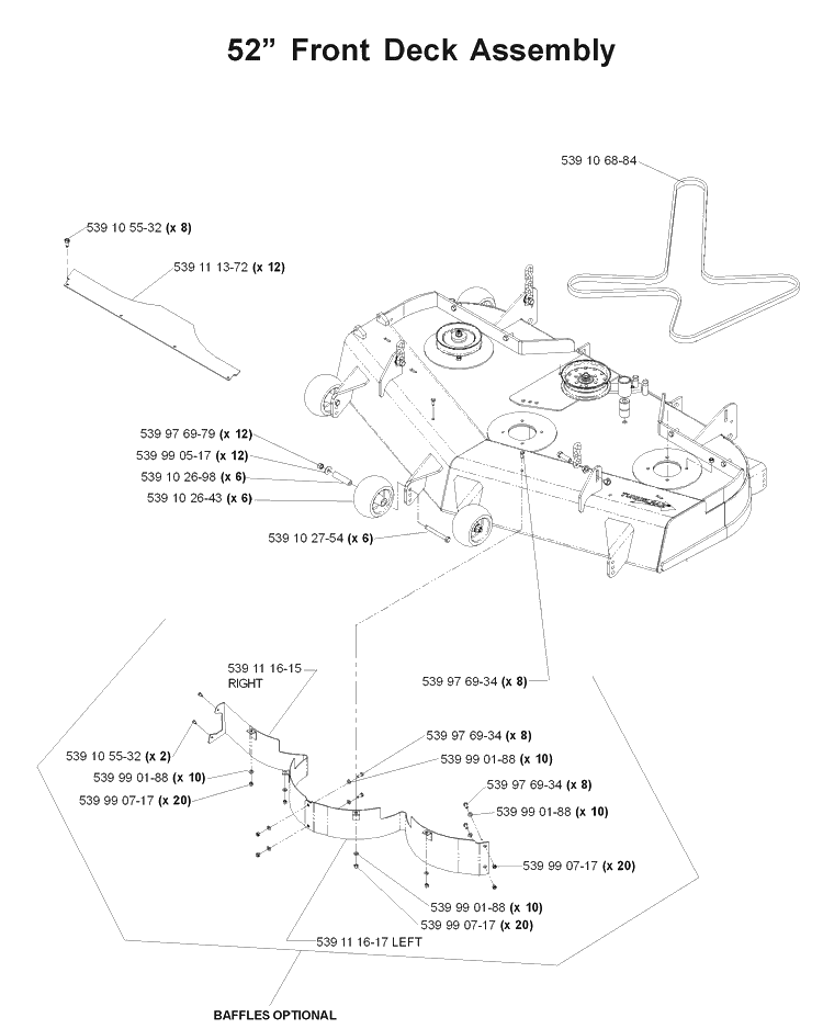 52 Inch/132cm Cutting Deck 2 Diagram and Parts List for LZ25 968999310 Husqvarna Lawn Mower