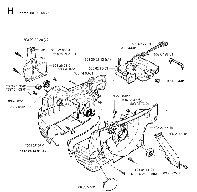 Crankcase Diagram and Parts List for 371K 2002-01 Husqvarna Lawn Tractor Accessories