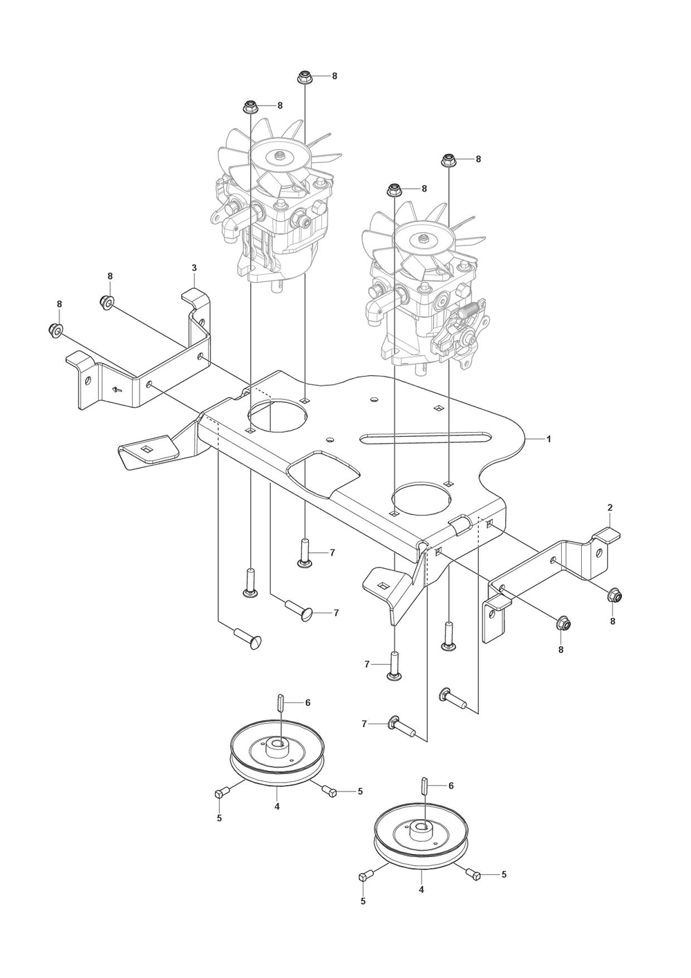 Hydraulic Pump - Motor Diagram and Parts List for V548X  Husqvarna Lawn Tractor