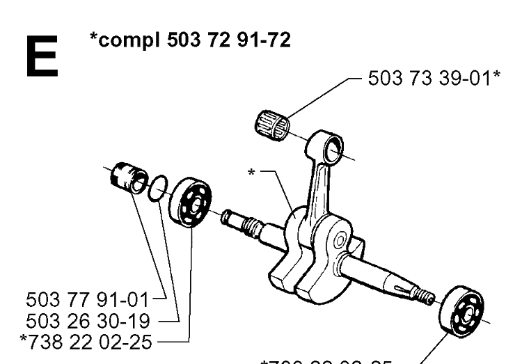 Crankshaft Diagram and Parts List for 365 19963500001-19974900000 Husqvarna Chainsaw