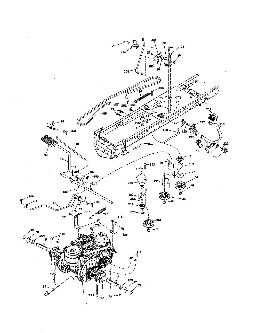 Drive Diagram and Parts List for YTA22V46-96045005100  Husqvarna Lawn Tractor
