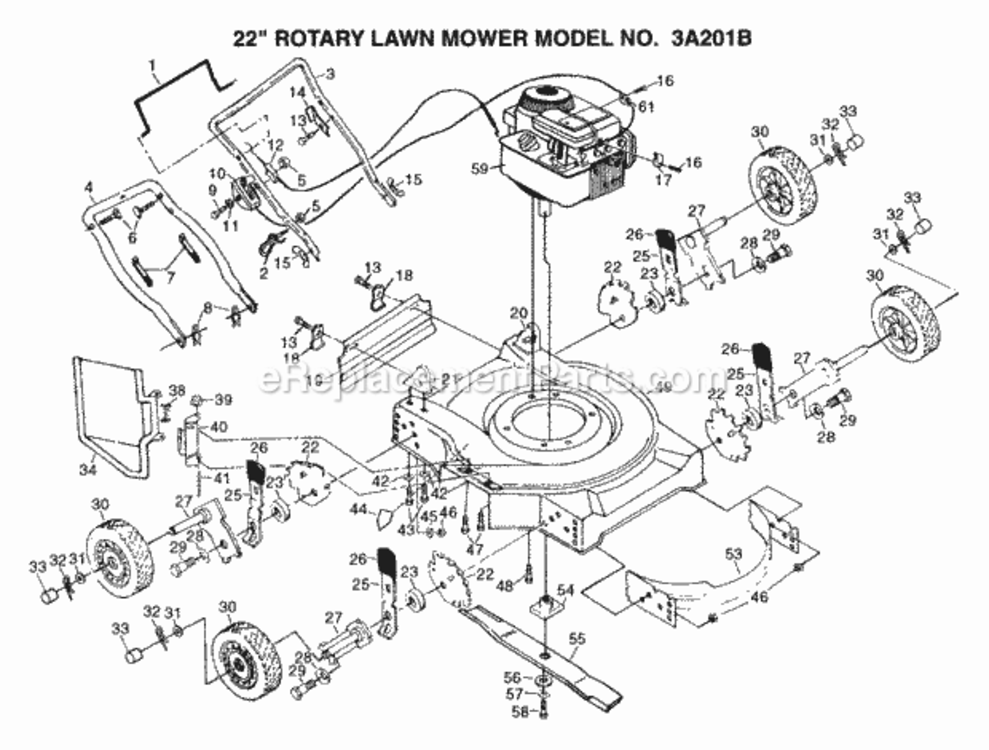 Page A Diagram and Parts List for 3A201B 1999 And Before Husqvarna Lawn Mower