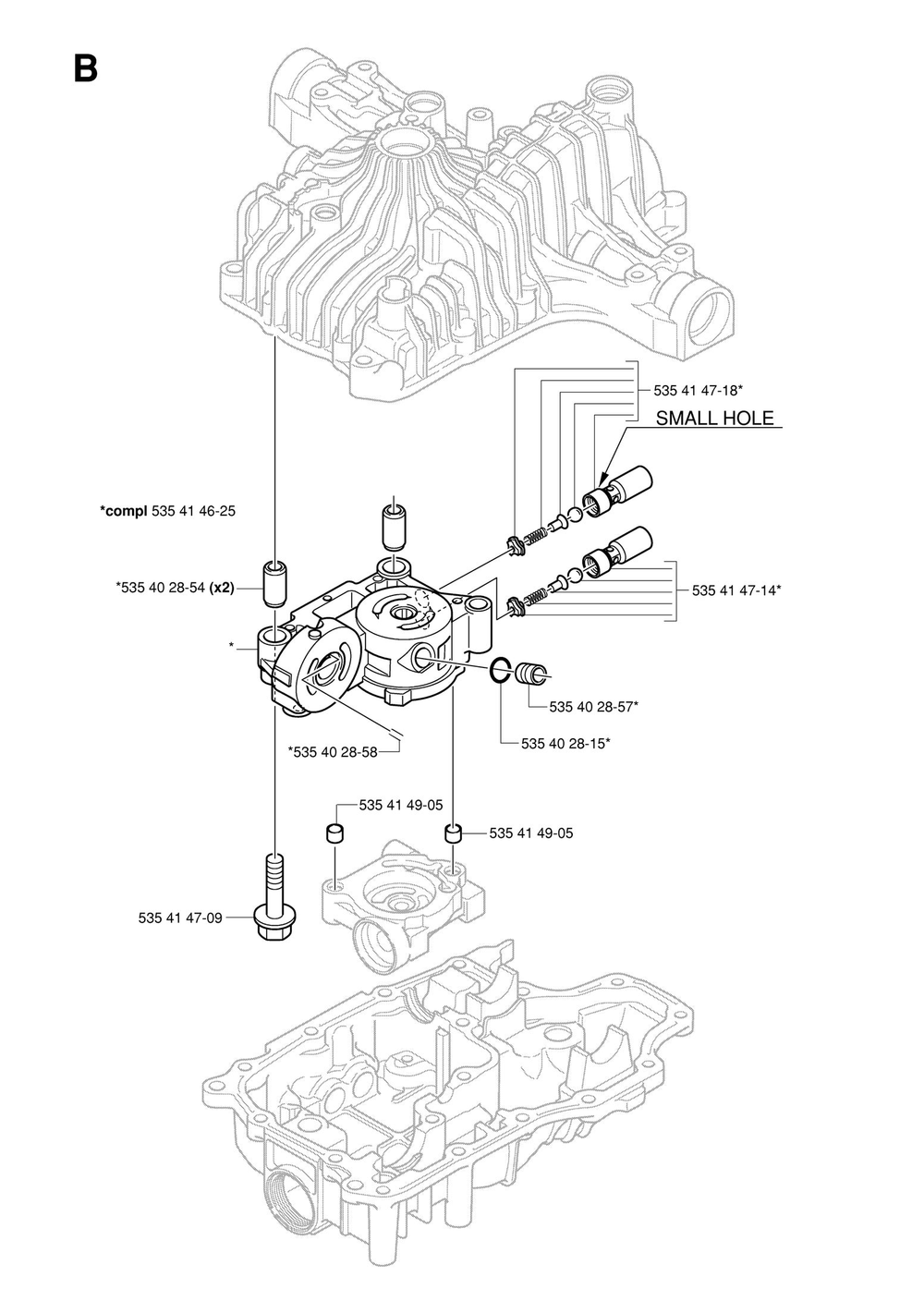 Hydraulic Pump - Motor Diagram and Parts List for K66M 2004 Husqvarna Engine
