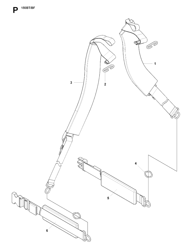 Harness Diagram and Parts List for 150BF  Husqvarna Leaf Blower / Vacuum