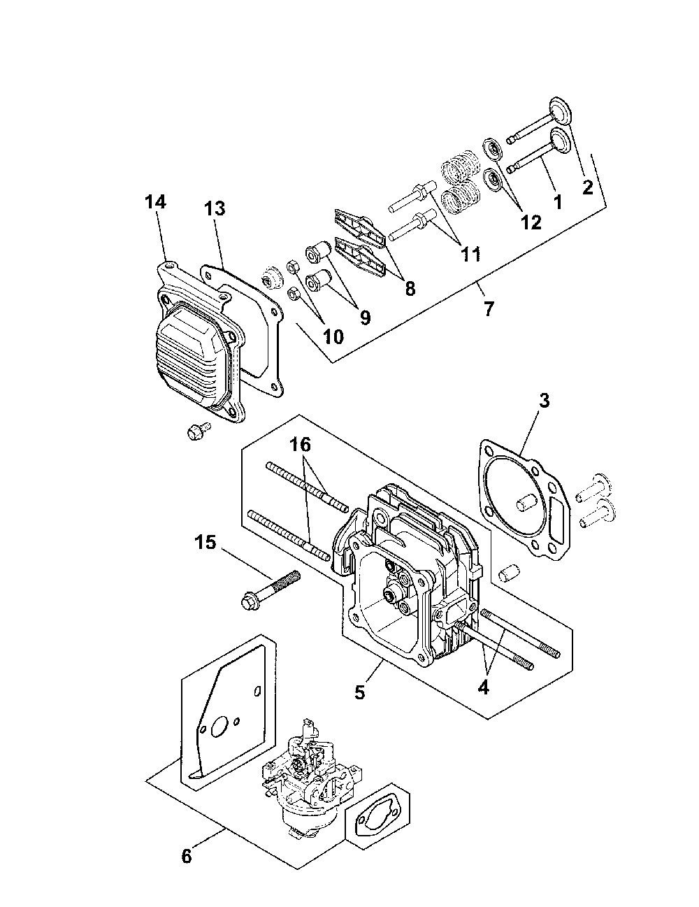Head/valve/breather Diagram and Parts List for 917376823  Husqvarna Lawn Mower