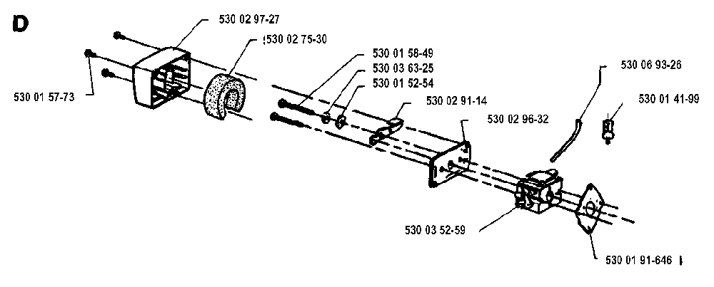 Carburetor And Air Filter Diagram and Parts List for 26L 1993-05 Husqvarna Trimmer