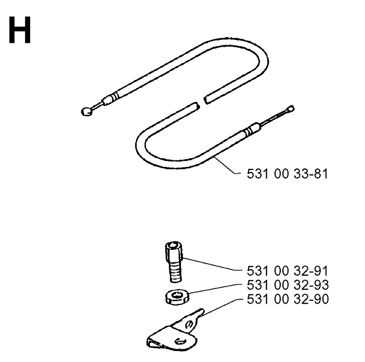 Throttle Controls Diagram and Parts List for 140B 19960900001-19974000000 Husqvarna Leaf Blower / Vacuum