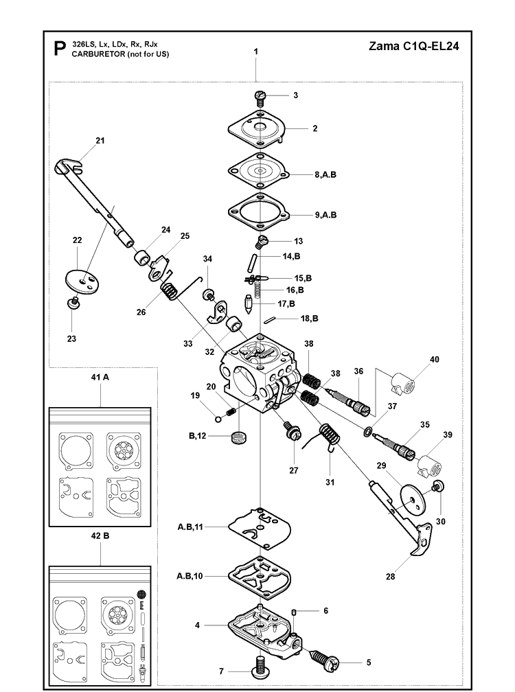 Carburetor 2 Diagram and Parts List for 326LDX 20091800001-Current Husqvarna Edger
