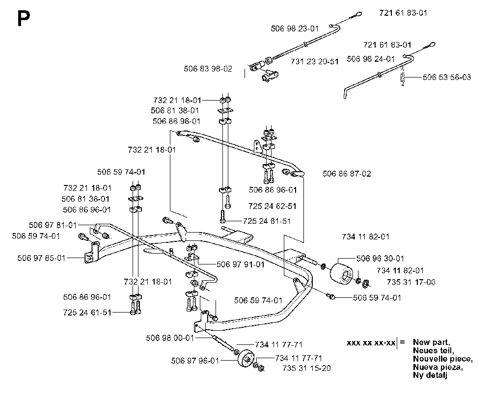 Protection Frame Diagram and Parts List for RIDER13BIOCLIP (953520901)(2003-11) Husqvarna Lawn Tractor