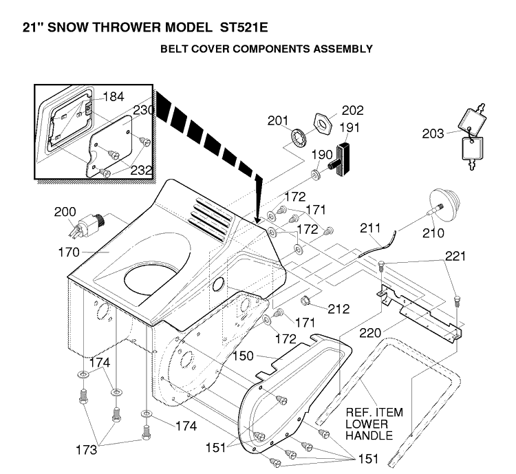 Cover Diagram and Parts List for ST521E 1997-01 Husqvarna Snow Blower