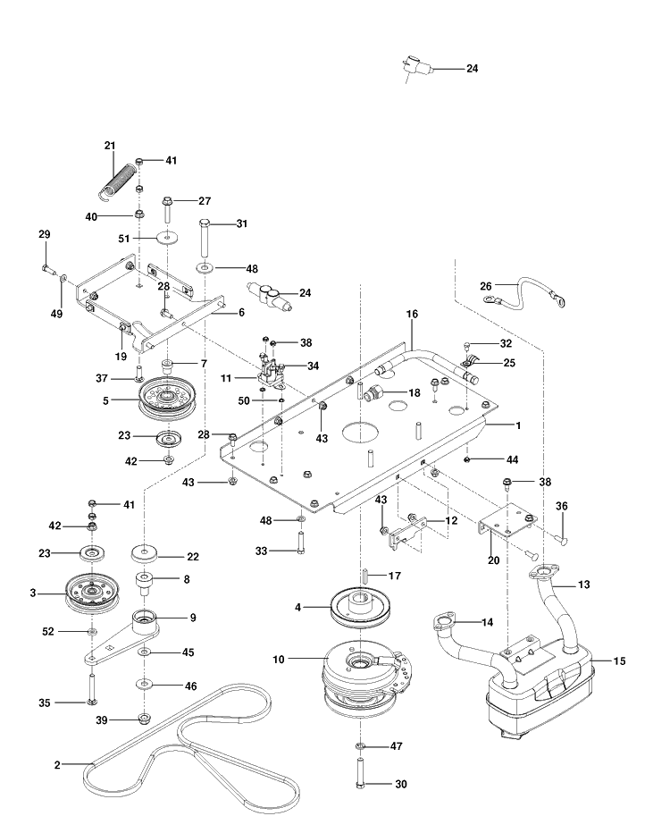 Engine Plate Diagram and Parts List for MZ52 (967277404)(2013-08) Husqvarna Lawn Mower