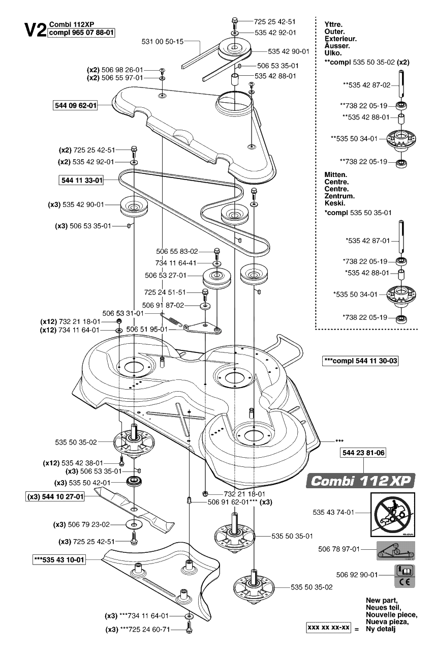 44-Inch/112cm Cutting Deck Diagram and Parts List for PF21AWD (953536501)(2005-04) Husqvarna Lawn Tractor