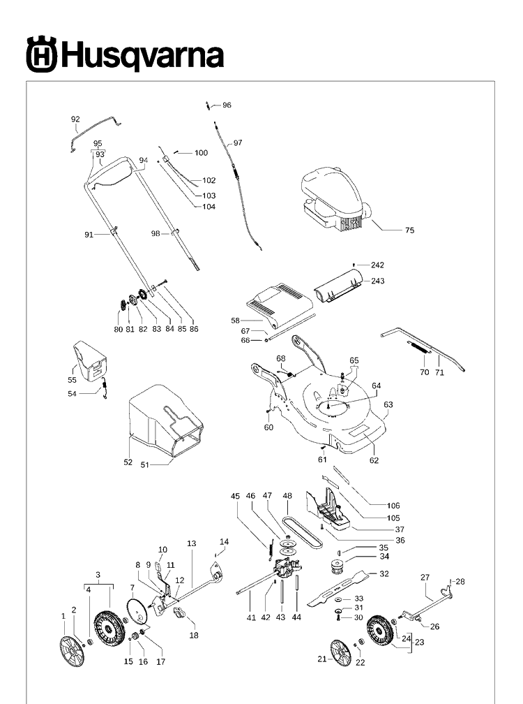 Product Complete Diagram and Parts List for LC146S  Husqvarna Lawn Mower