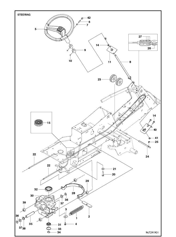 Steering Diagram and Parts List for R316T  Husqvarna Lawn Mower
