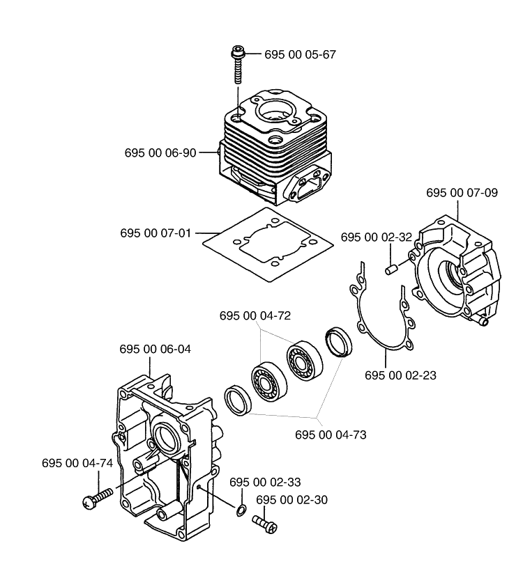 Cylinder / Crankcase Diagram and Parts List for 145BF (Carb II)(2001-04) Husqvarna Leaf Blower / Vacuum