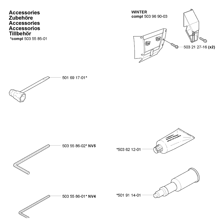 Accessories Diagram and Parts List for 365EPA 2007-03 Husqvarna Chainsaw