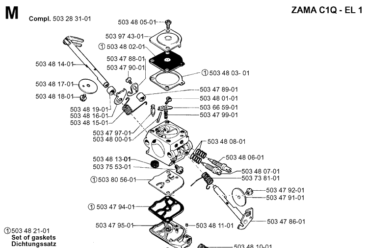 Carburetor Details 2 Diagram and Parts List for 40 20013500001-Current Husqvarna Chainsaw