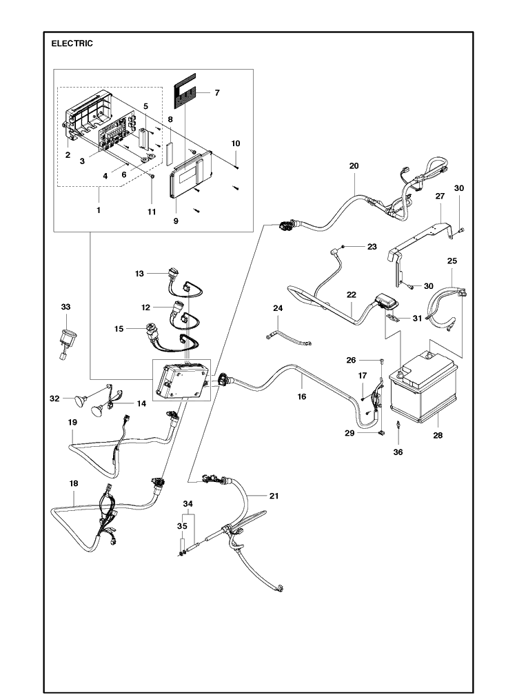 Electrical Diagram and Parts List for P520D (967848801)(2018) Husqvarna Lawn Mower