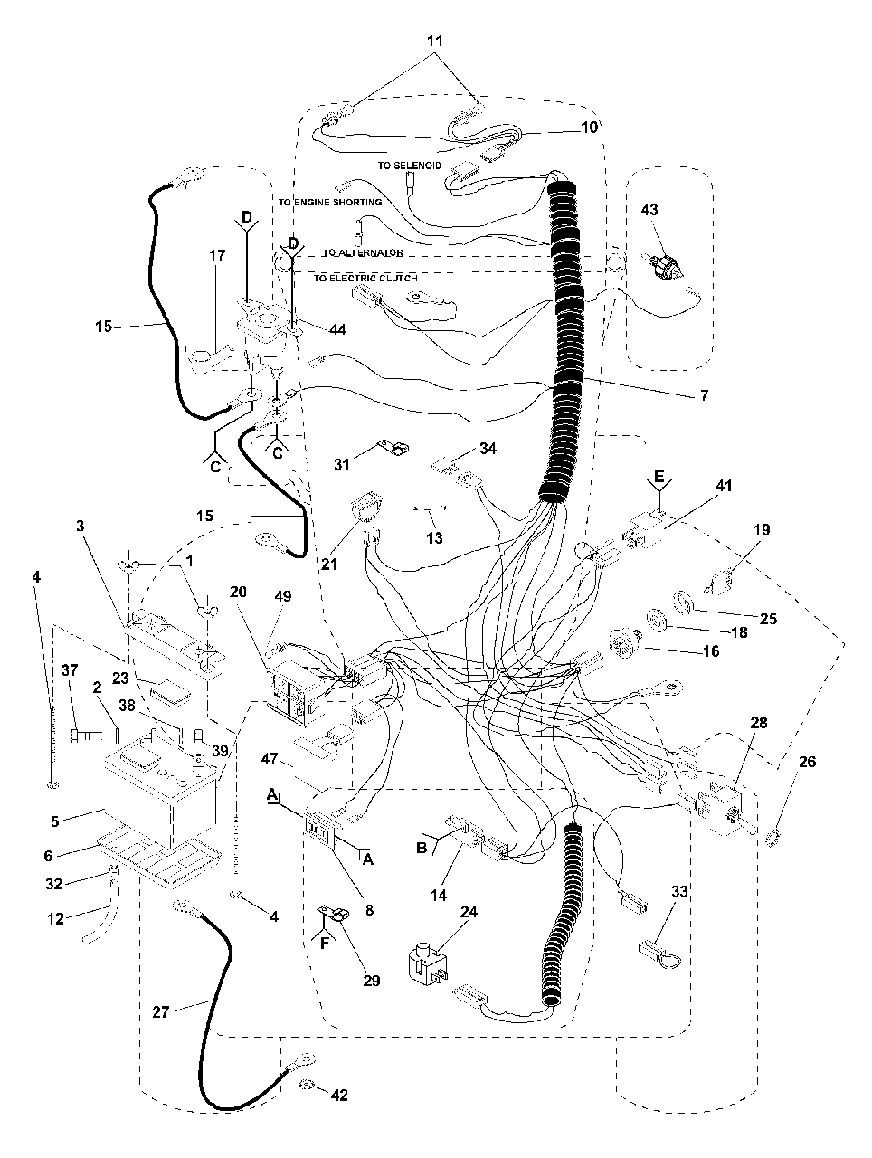 Electrical (Part 1) Diagram and Parts List for YT161H (127589)(1990-11) Husqvarna Lawn Tractor
