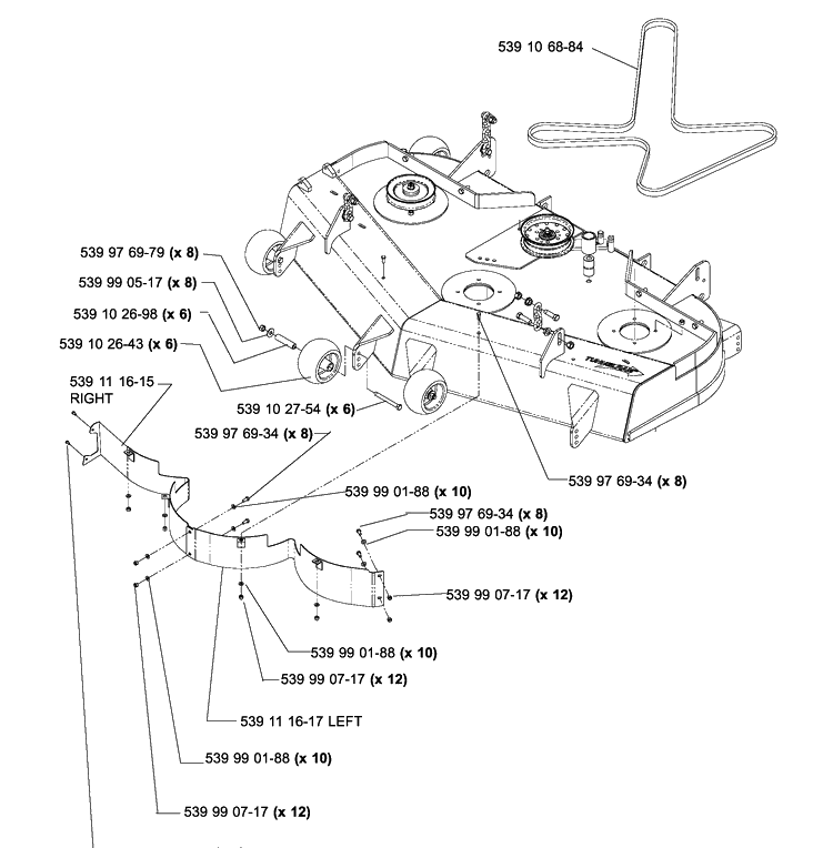 Mower Deck 52 Inch B Diagram and Parts List for IZ5225TXPKOA (968999375)(2005-12) Husqvarna Lawn Mower