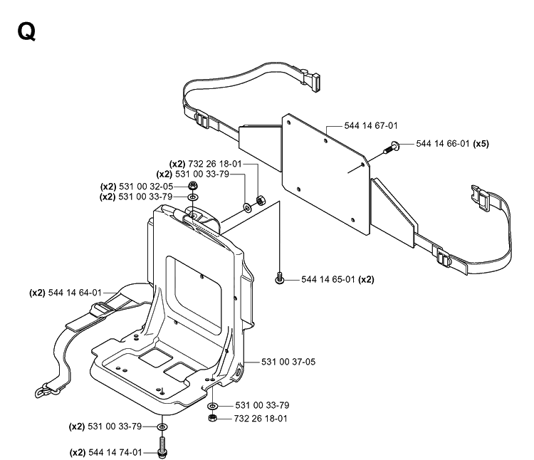 Harness Diagram and Parts List for 165BT 20053300001-Current Husqvarna Leaf Blower / Vacuum