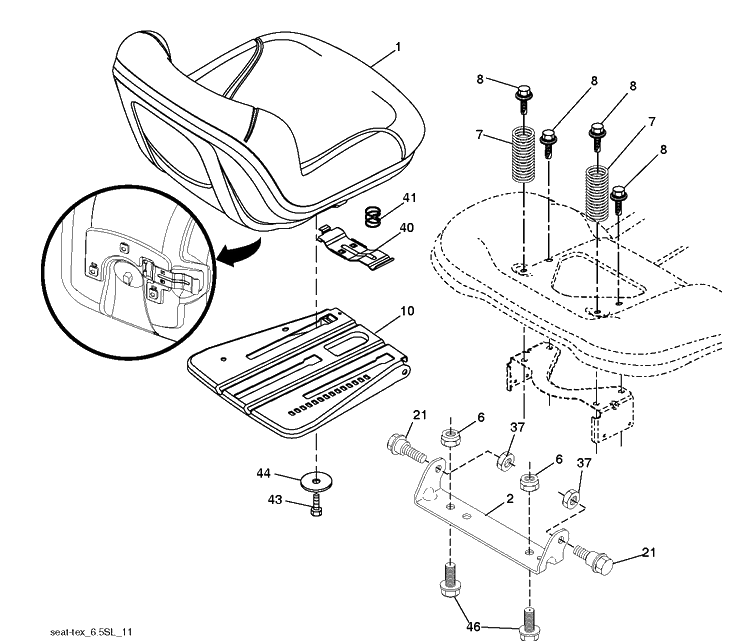 Seat Diagram and Parts List for LGT2654 (96043018300)(2013-09) Husqvarna Lawn Tractor
