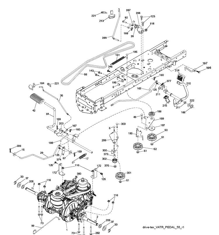 Drive Diagram and Parts List for YTA24V48  Husqvarna Lawn Tractor