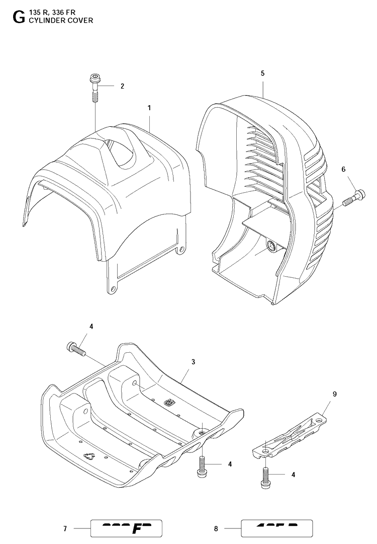 Cylinder Cover Diagram and Parts List for 135R  Husqvarna Brush Cutter