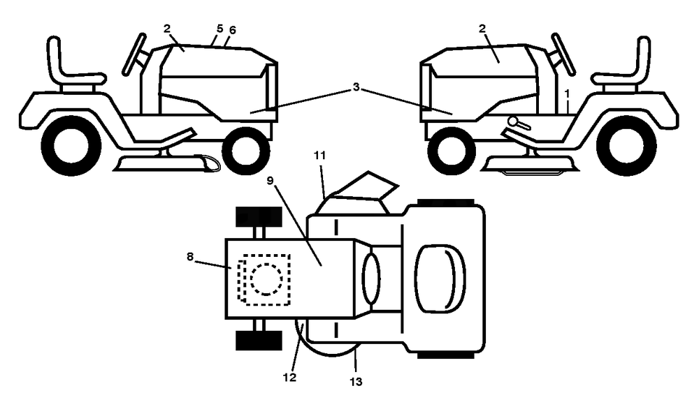 Decals Diagram and Parts List for YTH2348 (917240443)(2012-11) Husqvarna Lawn Tractor