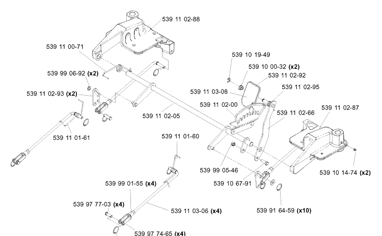 Deck Lift Diagram and Parts List for Z4824 (968999303)(2006-03) Husqvarna Lawn Mower