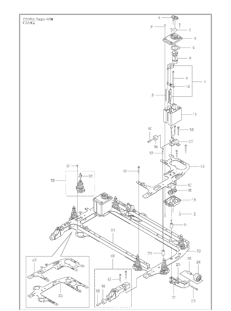Frame Diagram and Parts List for CEORA  Husqvarna Brush Cutter