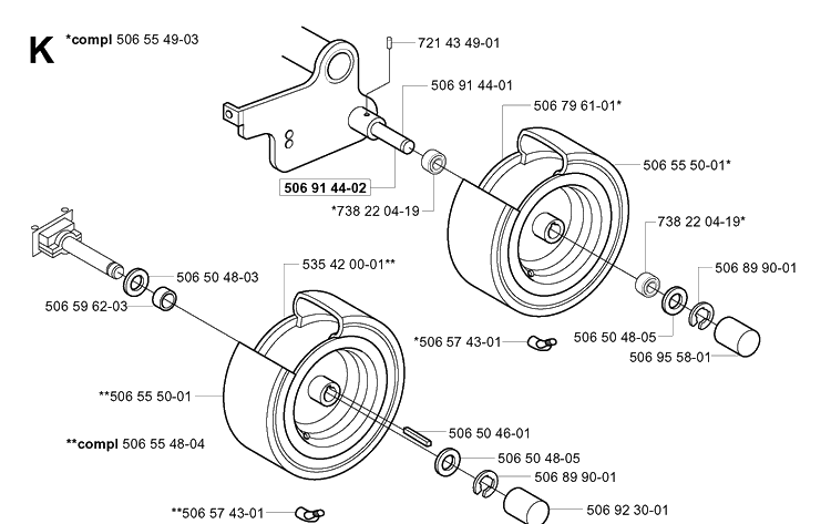 Wheels And Tires Diagram and Parts List for RIDER16 2003-01 Husqvarna Lawn Mower