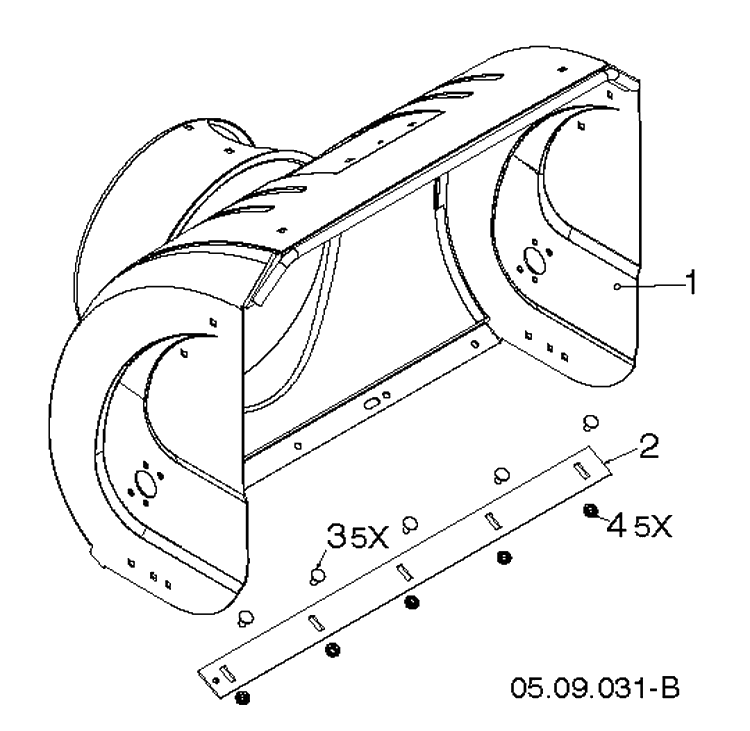 Auger Housing And Impeller 2 Diagram and Parts List for ST224P (96193012201)(2016-04) Husqvarna Snow Blower