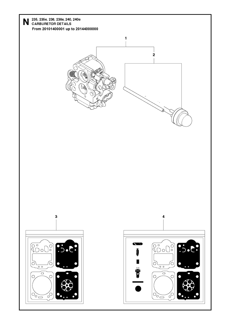 Carburetor 2 Diagram and Parts List for 236  Husqvarna Chainsaw