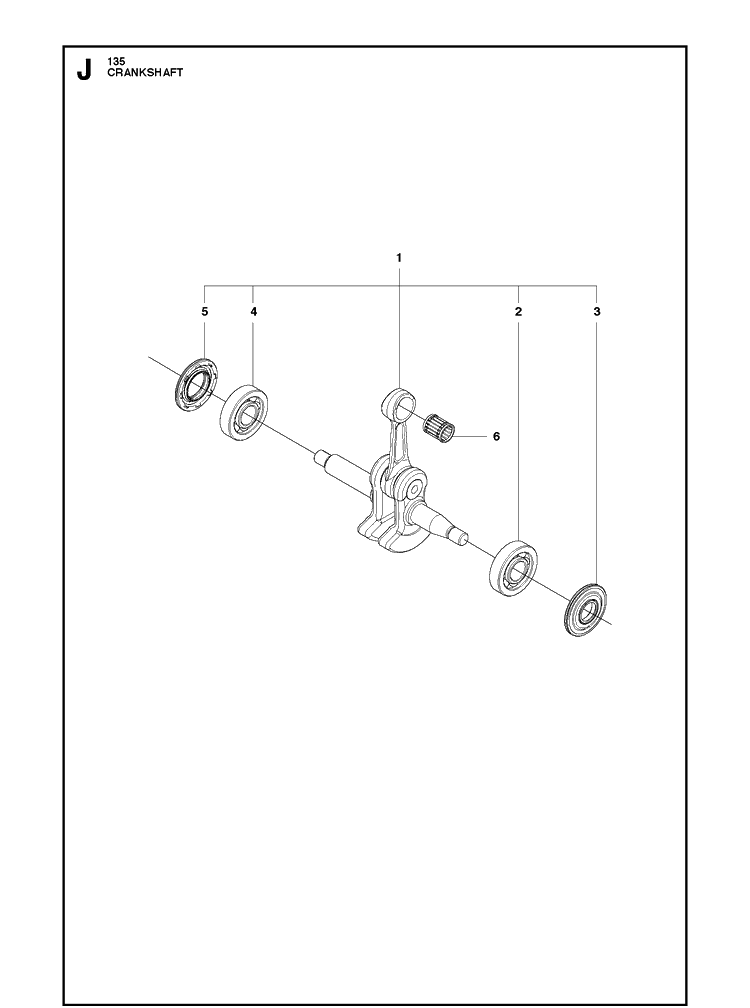 Crankshaft Diagram and Parts List for 135E  Husqvarna Chainsaw